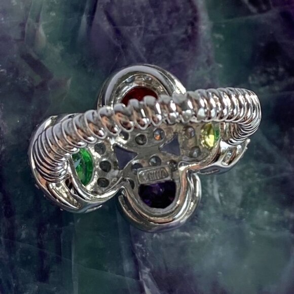 Sterling Silver 925 Joseph Esposito Multicolor CZ Circle Ring Sz 6 Modernist - Picture 13 of 16